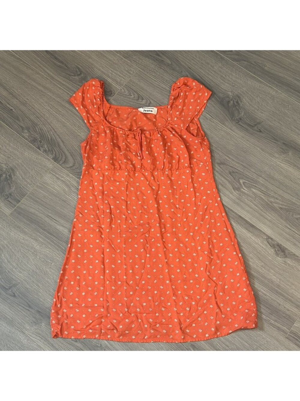 Reformation Jeans Dress Womens M Orange Floral Modal Sundress Cap Sleeve